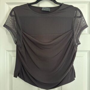 Black Mesh Drape Top